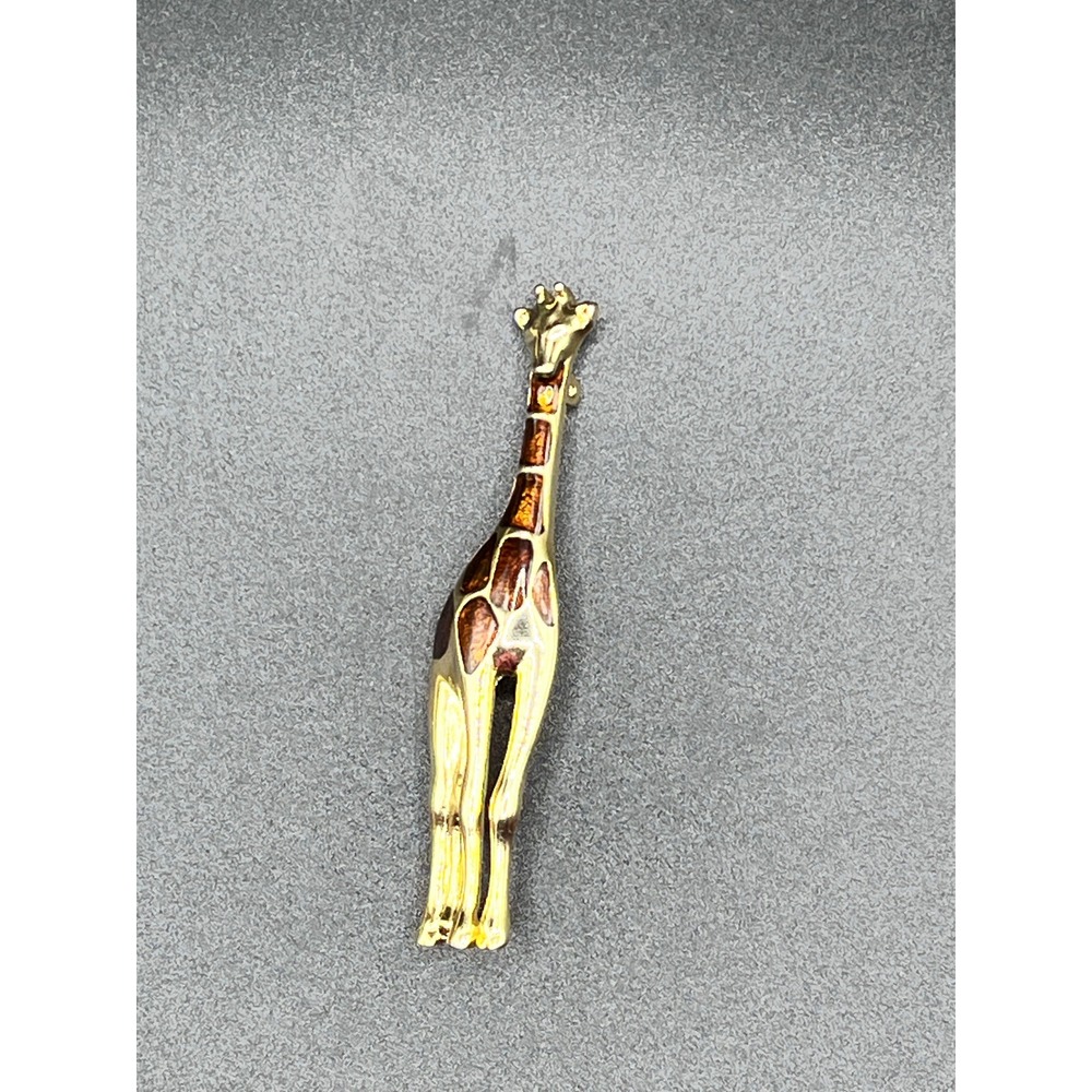 Gold Tone Giraffe Pin Enamel Brooch Women Jewelry Safari Zoo Liz Claiborne 2.75"